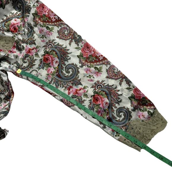 VICTORIAS SECRET Gold Label Vintage Paisley Lace Sleep Shirt Pajama Top Small - Picture 9 of 11